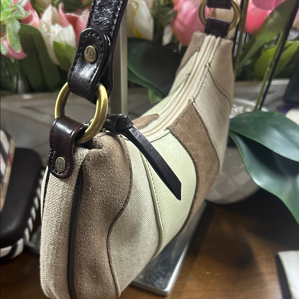 Franco Sarto patchwork leather suede shoulder Bag - image 2